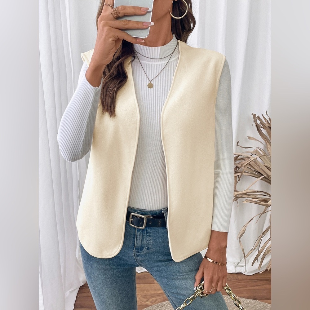 Full Size Open Front Vest Coat Plus Size